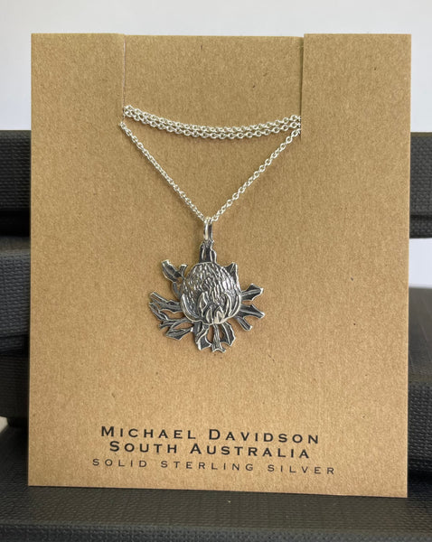 Waratah Pendant on cable chain