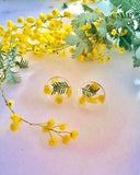 Golden Wattle - Button Stud Resin Earrings