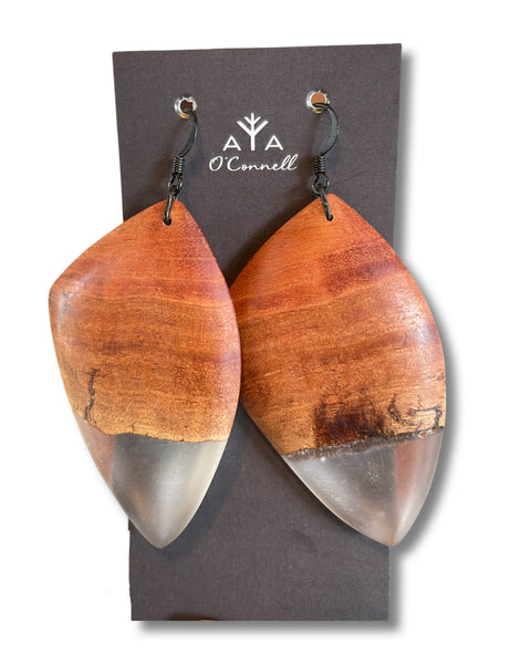 Drop Wood & Resin Earrings - wide