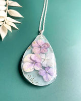 Hydrangea Petals - Necklace Sterling silver chain