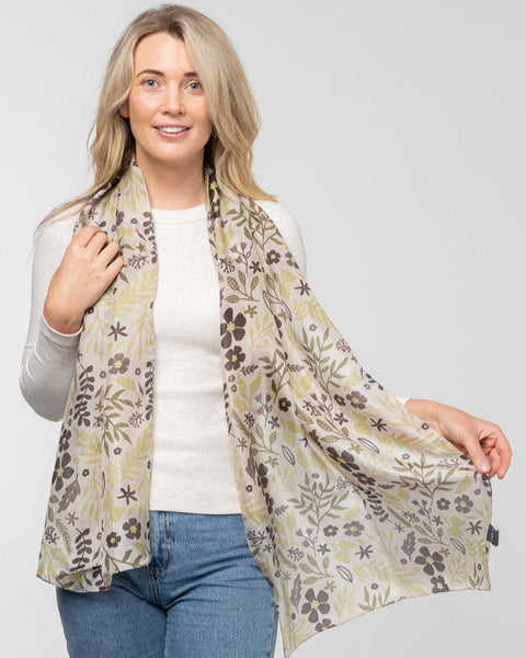 Australian Garden Natural Silk Scarf