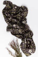 Australian Garden Silk Scarf Chocolate