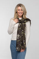 Australian Garden Silk Scarf Chocolate
