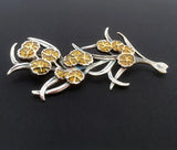 Wattle enamelled brooch