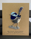 Blue Wren Enamelled Brooch