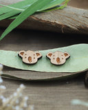 Wooden Stud Earrings - Koala