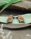 Wooden Stud Earrings - Kookaburra