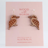 Kookaburra Wooden Dangle Earrings