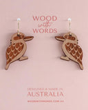 Kookaburra Wooden Dangle Earrings