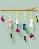 Baby Nursery Mobile Hanging - Australian Bird - Cockatoo - Lorikeet - Galah and Kookaburra