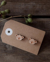 Wooden Stud Earrings - Koala