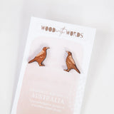 Wooden Stud Earrings - Magpie