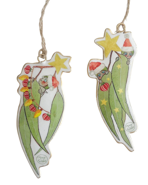 May Gibbs Metal Decorations - Gum Leaves