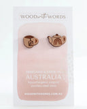 Wooden Stud Earrings - Teapot and Cup