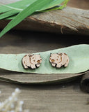 Wooden Stud Earrings - Wombat