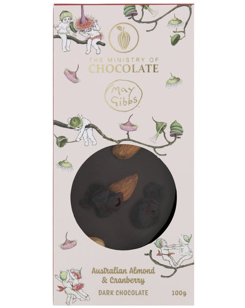 May Gibbs x MOC Australian Almond & Cranberry Dark Bar 100g