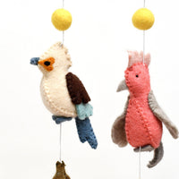 Baby Nursery Mobile Hanging - Australian Bird - Cockatoo - Lorikeet - Galah and Kookaburra