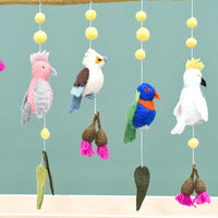 Baby Nursery Mobile Hanging - Australian Bird - Cockatoo - Lorikeet - Galah and Kookaburra