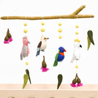 Baby Nursery Mobile Hanging - Australian Bird - Cockatoo - Lorikeet - Galah and Kookaburra