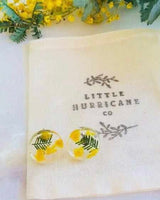 Golden Wattle - Button Stud Resin Earrings