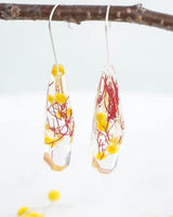 Golden Wattle & Gumnut Blossoms - Resin Drop Earrings