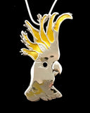 Cockatoo enamel Brooch/Pendant