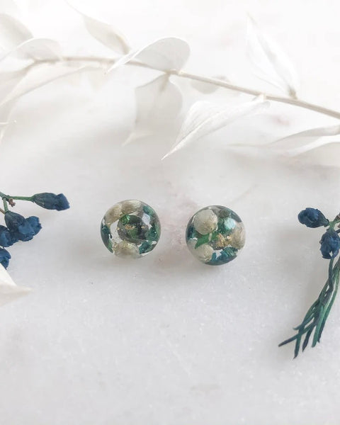 Rice Flowers - Sphere Stud Resin Earrings