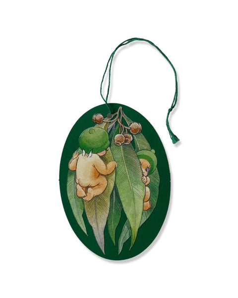 Gumnut Baby Oval Gift Tag - Green